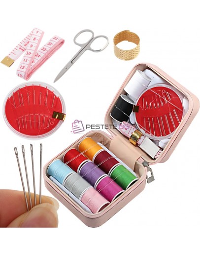 Комплект за шиене игли конци щипки 46 части